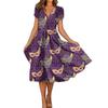 Women's Summer Casual Fashion Print Short Sleeve V-Neck Swing Dress