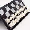 Portable 2-in-1 Chess & Checkers Set with Folding Magnetic Board - Size Medium (Black & White)