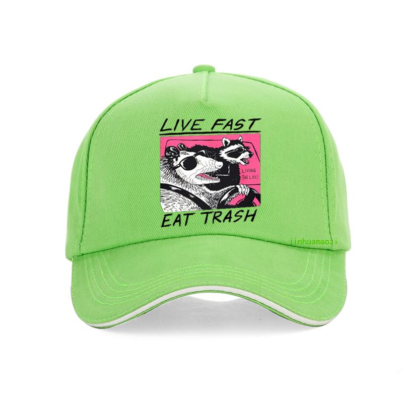 Live Fast Eat Trash hat fashion Design Unisex Women Baseball cap Harajuku summer Sun cool Bonnet Adjustable golf Snapback hats