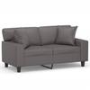 Vidaxl 2-Osobowa Sofa Z Poduszkami, Szara, 120 Cm, Sztuczna Skóra