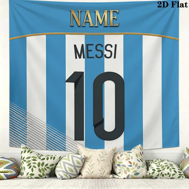 Custom Name Lionel MessiPrinted Tapestry – Wall Hanging for Bedrooms, Dorms, and Home Decor