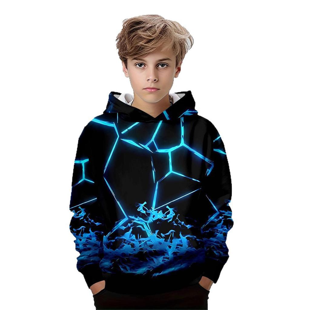 Autumn Cartoon Pattern 3D Printed Top Fashionable Casual Long Sleeved Children's Boy Hoodies