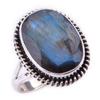 Кольцо из чистого серебра 925 пробы с натуральным лабрадоритом, размер 7, s1R22