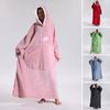 Winter Wearable Blanket Bathrobe with Big Pocket Thick Double-sided Fleece Loose Long Sleeves Pajamas Heat Retention Full Protection Home Blanket