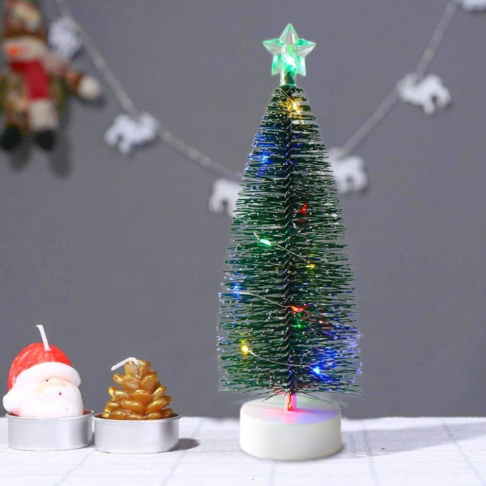 3Pcs/Set Mini Ornaments Small Pine Trees Lights Glowing Christmas Tree Light Party