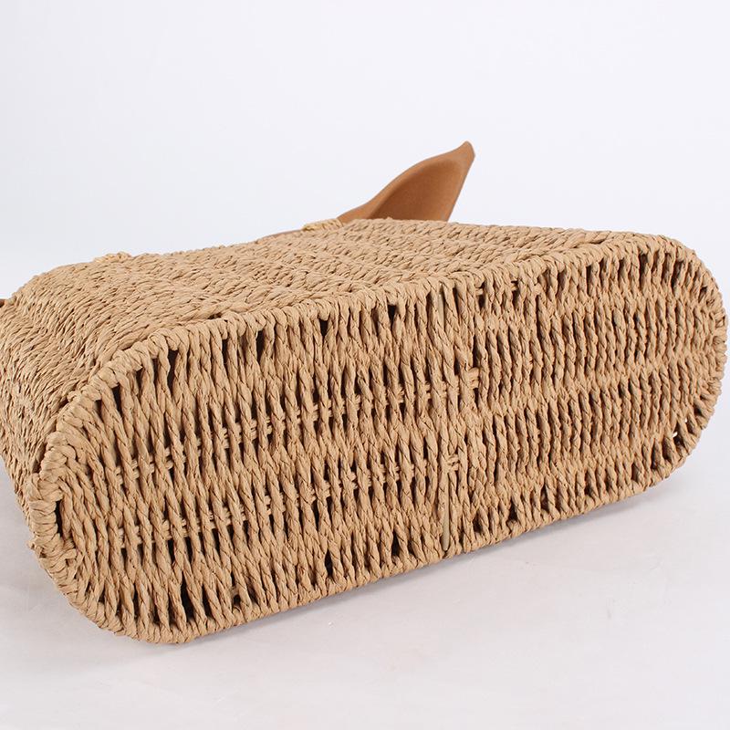 Универсальная овальная трапециевидная соломенная сумка-тоут для пляжа и повседневной носки