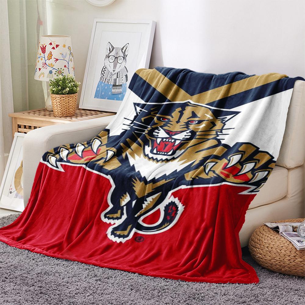 1PC Florida Panthers Print Flannel Blanket, High quality Comfortable for All Seasons, Home Decor, Warmth and Comfort, Perfect for Christmas Gifts