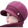 Middle Aged Elderly Hats Women Winter Knitted Woolen Hats Rabbit Hair with Thick Velvet Mother's Elderly Women's Hats Grandmother's Warm Hats