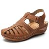 Retro Women's Sandals Car Line Hole Shoes Large Size Round Toe Wedges Comfortable Sandals Women