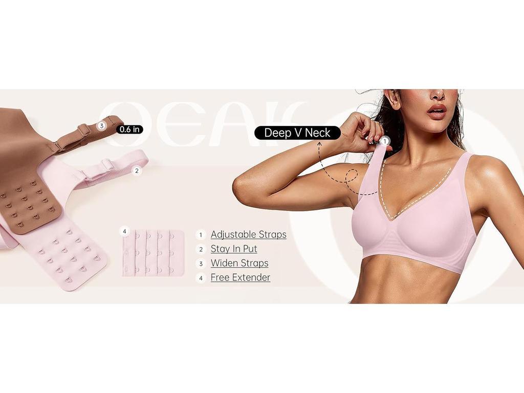 OEAK Женский бесшовный бюстгальтер-футболка пуш-ап с глубоким V-вырезом