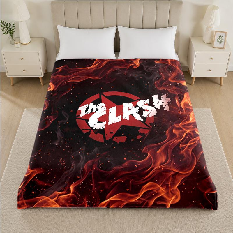 The Clash Print Flannel Blanket Cozy Lightweight Plush Throw Blanket For Bed Sofa Household Use