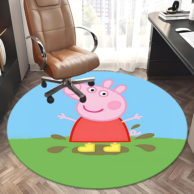 Peppa Pig Chair Mat - Round Carpet for Home Decor, Office Use, Living Room, Bedroom, Gift Idea0502b