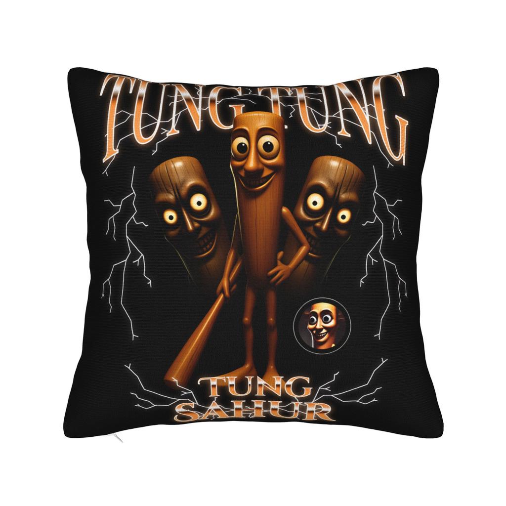 Pillow Cover Tung Tung Tung Sahur Bootleg Brainrot Italian Brainrot Meme Trendy Pillow Case For Living Room Chair Pillowcases