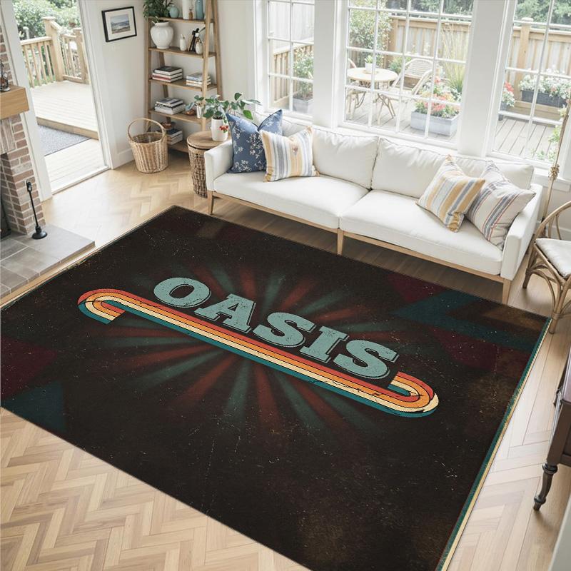 Oasis Design Crystal Velvet Carpet Cozy Non?Slip Printed Rug For Bedroom Living Room Entrance