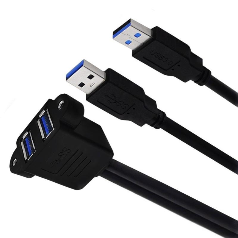 USB 3.0 Удлинительный кабель USB 3.0 Двойной порт Удлинительная линия с возможностью крепления на панели Провод для безопасного соединения