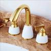 Ceramic Handles Bathroom Basin Faucet 3 Holes 2 Handles Sink Mixer Faucet Basin Taps Torneira Rubinetti Bagno Bathtub Faucet