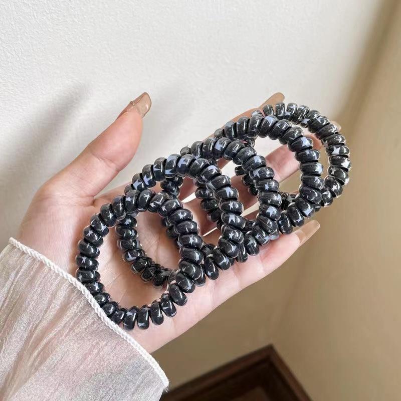 Конфетный цветной шнур для волос, эластичная резинка для волос с телефонным проводом и звездным узором, матовый спиральный шнур, резинка для волос, эластичная повязка на голову