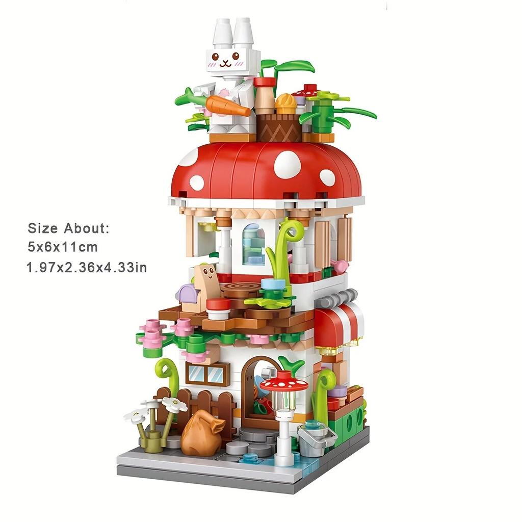 Грибной дом, строительные блоки и волшебная комната, игрушечные кирпичи, милый подарок на День Благодарения, Рождество, Хэллоуин, украшение