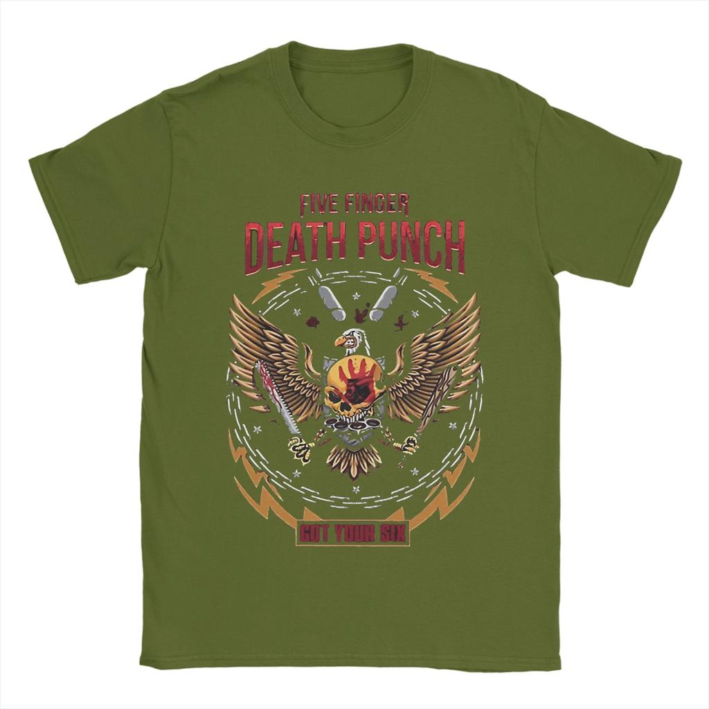 Five Finger Death Punch T Shirts for Men Pure Cotton Novelty TShirt Round Neck Tee Shirt Short Sleeve Tops Plus Size