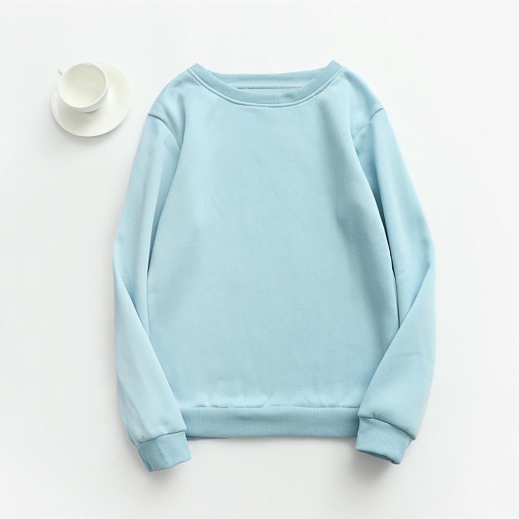 Женский осенне-зимний топ с круглым вырезом и длинными рукавами, однотонная повседневная толстовка с капюшоном