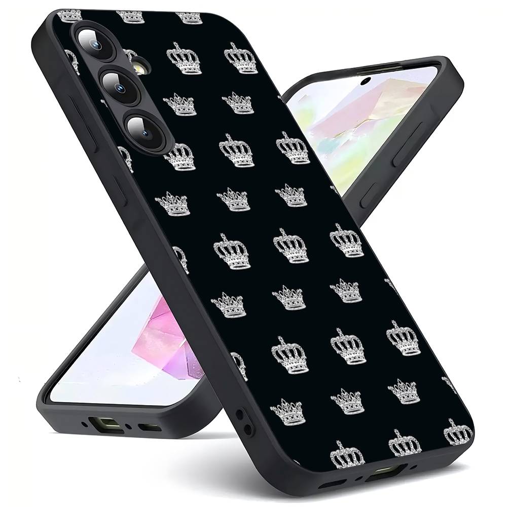 Чехол-накладка Корона для Samsung Galaxy S25 S24 S23 Ultra S22 S21 Plus S20 Черный Мягкий Силиконовый Защитный Чехол