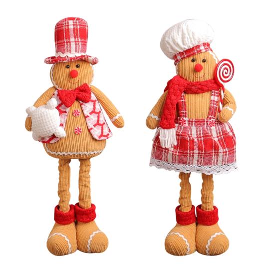 Рождественский пряничный человечек, плюшевая игрушка-кукла с выдвижными ногами, мягкая кухонная пряничная кукла для рождественской вечеринки, домашний декор