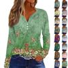 Женский повседневный топ с длинным рукавом и цветочным принтом, V-образным вырезом