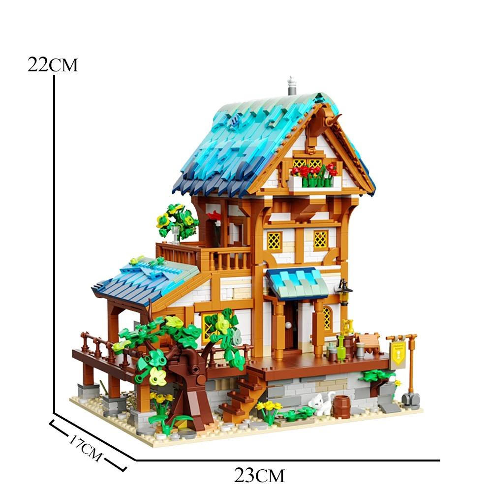 Средневековый замок Архитектура усадьба сцена строительный блок лес хижина город ландшафт модель сборка кирпичи игрушка подарки БЕЗ КОРОБКИ