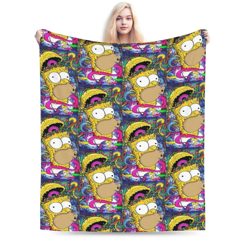 Bart S-Simpsons Bedding Throws Soft Cozy Funny Blanket For Living Room Picnic Flannel Bedspread Bed Cover