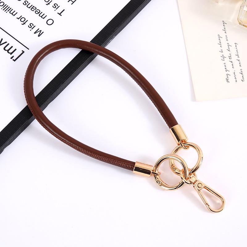 Trendy 6mm Leather Cord Keychain: Fashionable Wrist Strap Mobile Phone Lanyard