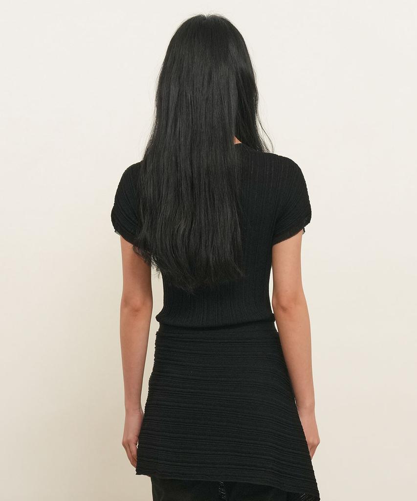 GENERALIDEA Pleated Half-Neck Knit Top [Black] / Gf2Lkp529