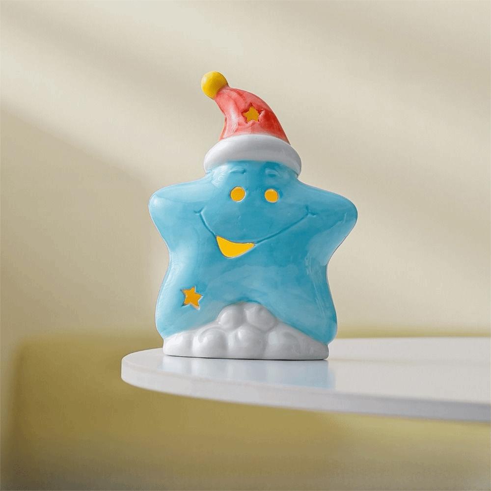 Warm Ambient Star Night Light Ceramic Material Table Ornament Festive Ceramic Lamp  Interior Spaces