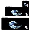 Large Black and White Wave Gaming Mouse Pad Desk Mat for Full Keyboard Coverage Gamer Room Decoration Office Deskmat Mouspad