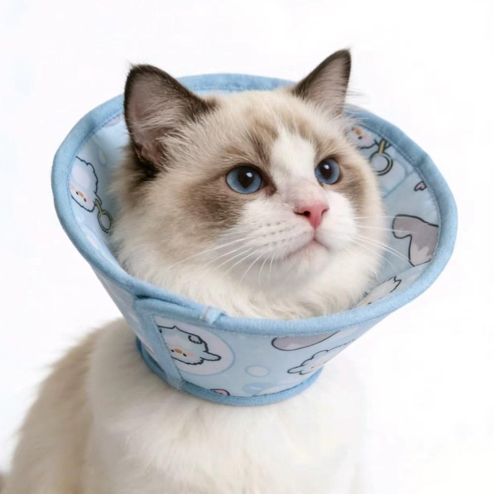Cartoon Pattern Pet Elizabeth Collar Breathable Pet Recovery Cone Portable Cat Head Cover Pet Care