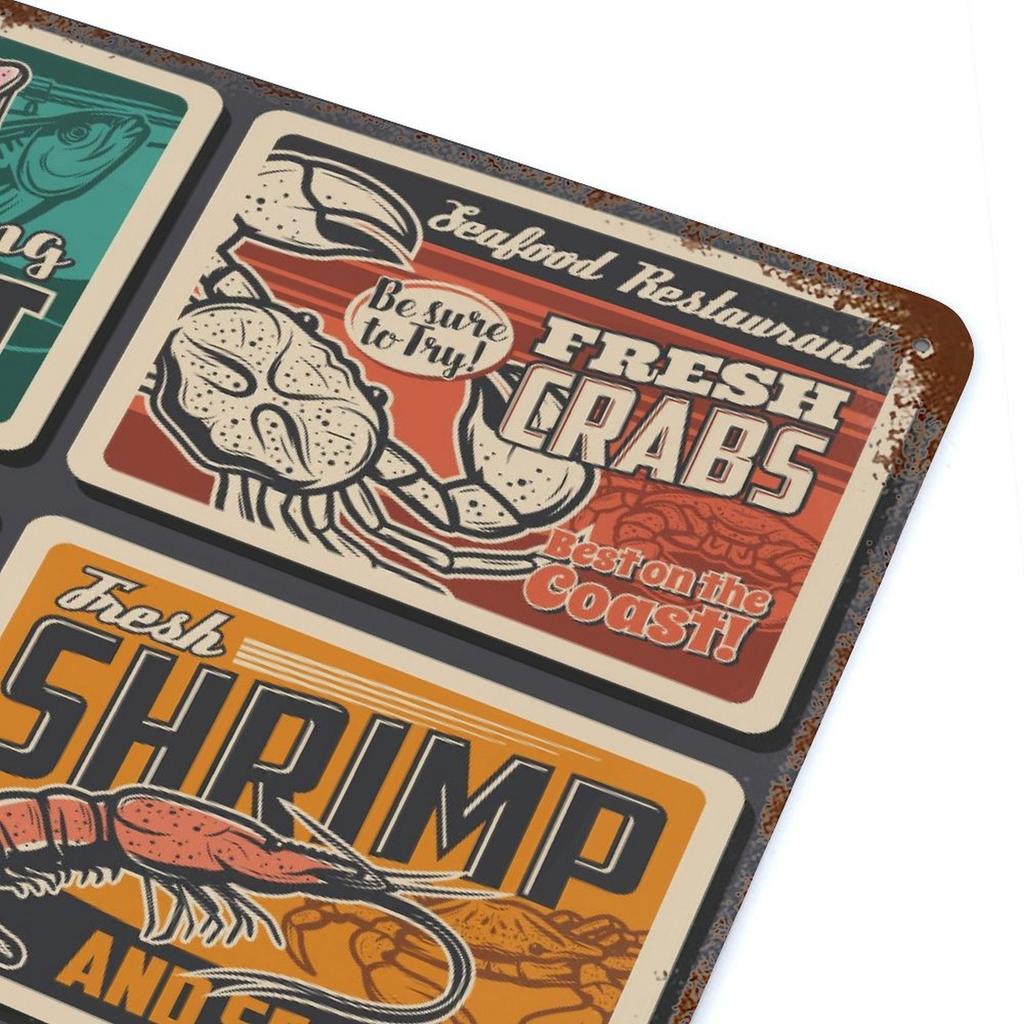 1-Pack rustic café style metal sign, 20×30cm and 30×40cm, aged decor plaque for kitchen, living room or bar