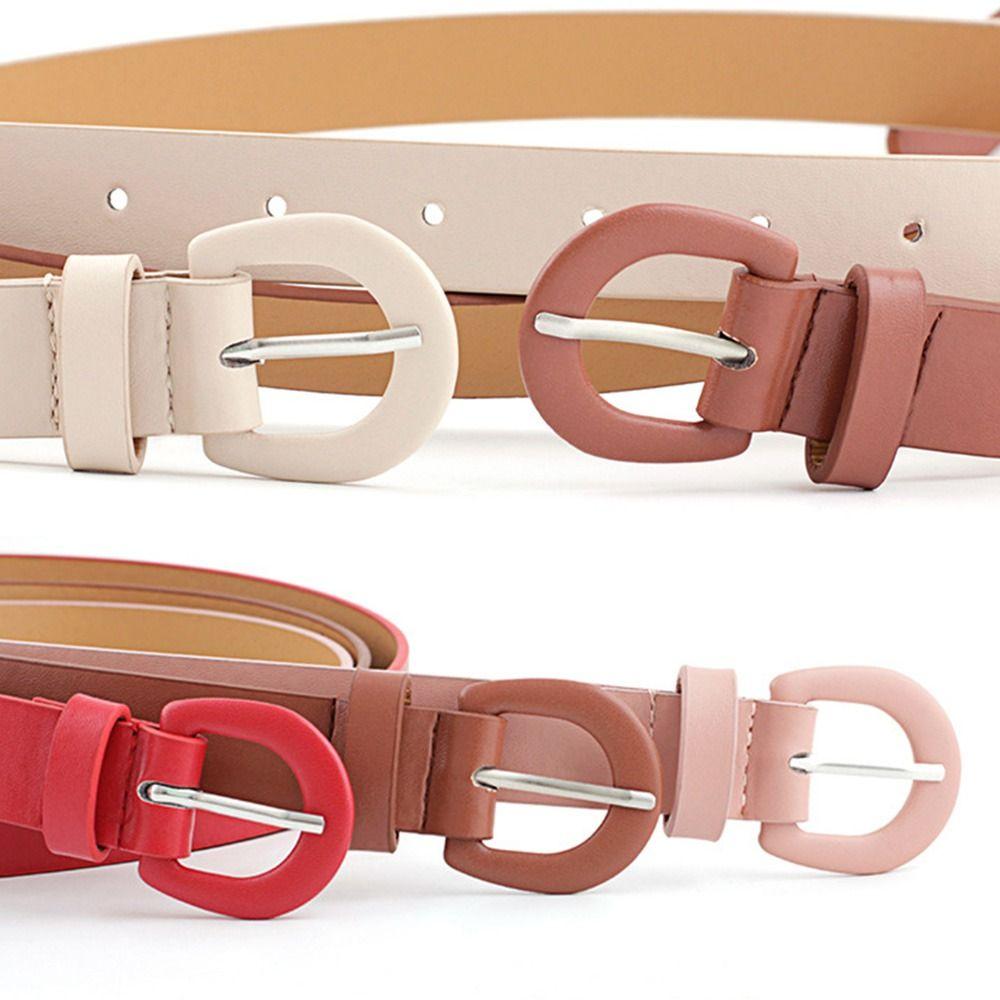 Ремень из кожи цвета конфеты, декоративный поясной ремень, ремни для брюк и платьев, пояс с пряжкой в виде подковы