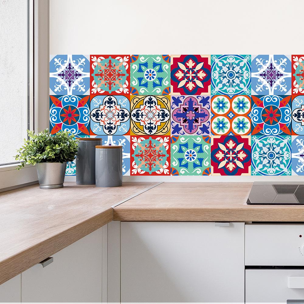 10 шт., матовая плитка с узором мандалы, напольная наклейка, переводные чехлы, износостойкие виниловые обои, кухонный декор для ванной комнаты, стола, стены