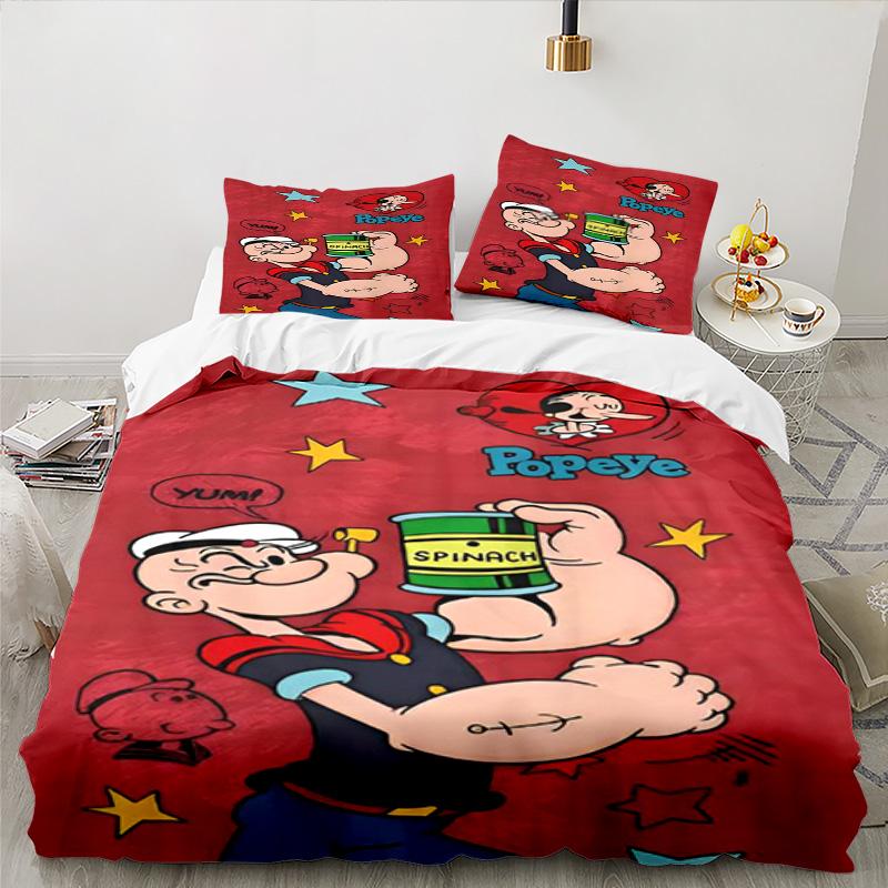Po-peye And Olive In Action 3PCS Bedding set,Ideal for 1pc Duvet Cover And 2pcs Pillowcases Perfect for Fan gift,Ideal for Bedroom, Dormitory