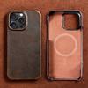 Чехол Magsafe для iPhone 15 16 Pro Max 16Pro Retro Luxury Full Grain Cowhide из натуральной промасленной кожи с магнитным креплением PULL-UP