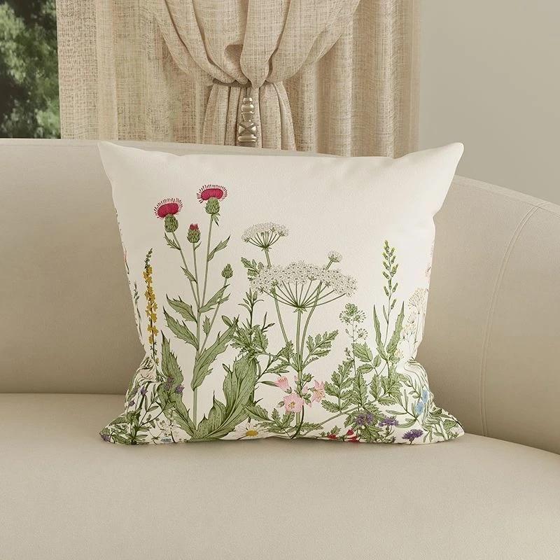 Simplepastoral flower throw pillow cover sofa living room cushion cushion bed and breakfast decoration nap bay window pillowcasen,(1)