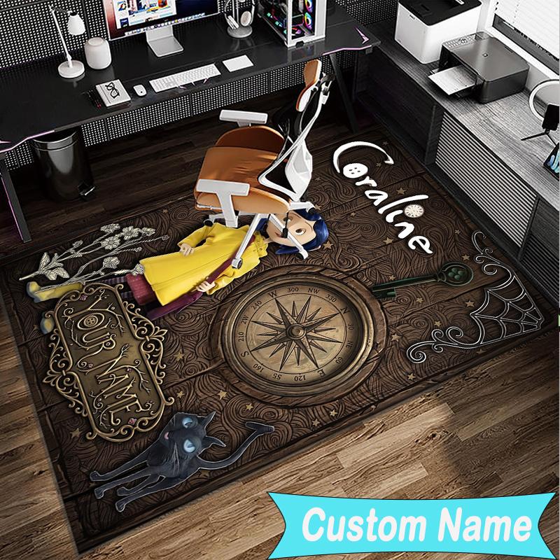 Custom Name Rug Mystery Coraline's World Area Rug Suitable for Indoor And Outdoor,Carpets for Homes, Offices,Living Rooms,Home Decor,Christmas Gift