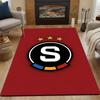 Stylish Red Logo with Stars Patterned carpet, non slip mat suitable for living room and bedroom sofas