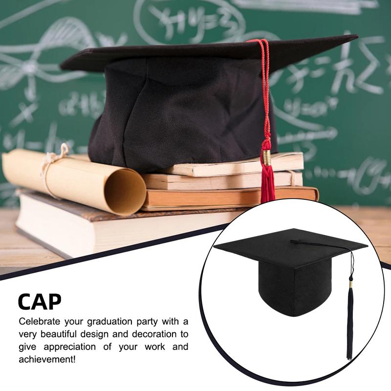 Выпускной колпак 2024 года, черные шапочки для взрослых бакалавров с кисточками, украшения для выпускного вечера в университете