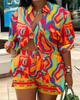 T9161 European and American new women's clothing fashion printing temperament commuting two-piece set