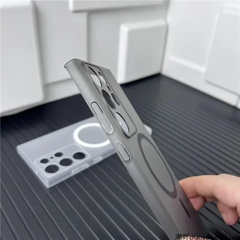 Матовый полупрозрачный чехол с магнитным креплением Magsafe для Samsung Galaxy S23 S24 Plus S24 Ultra Wireless Charging Ultra Thin Cover