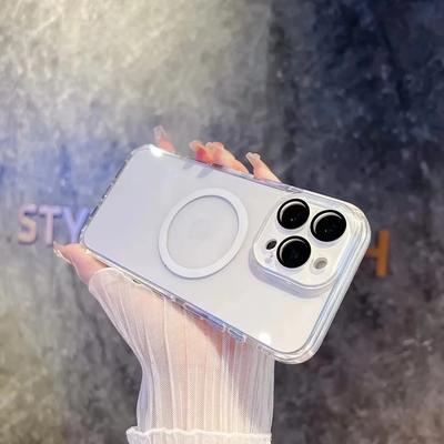 Роскошный прозрачный магнитный чехол для iPhone 16 15 14 13 Pro Max чехол-бампер с беспроводной зарядкой
