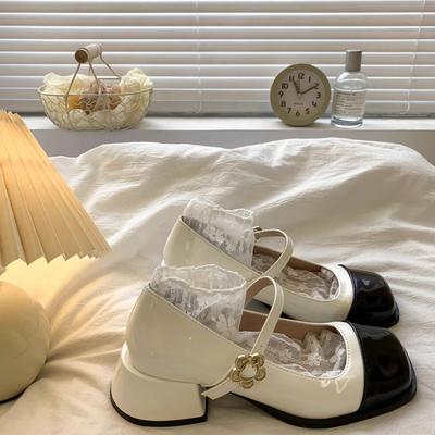 Модные туфли Мэри Джейн Женские туфли-лодочки Квадратный носок Высокий каблук Весна Лето Металлическая пряжка Лолита Обувь на платформе Женская обувь