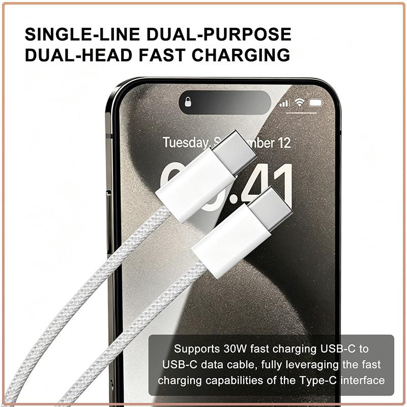 Original Apple 1M USB‑C to USB‑C Braided Charging Cable Stable Power Delivery Durable Type‑C Cord Fast Charging Wire For Mobile Phone