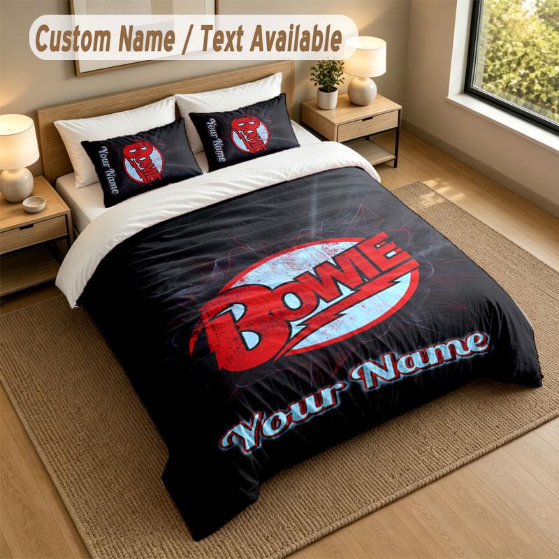 Bedding Set 1 Duvet Cover 2 Pillowcases David Bowie Print Soft Bed Linen Bedroom Decor