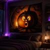 Halloween Tapestry Cute Surprised Pumpkin Bat Maple Leaf Spider Candle Gothic Style Bedroom Home Wall Hanging Decor Cloth